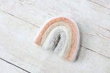 ready to ship needle felted neutral rainbow baby heart newborn photography prop felt